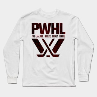 Distressed red black pwhl logo Long Sleeve T-Shirt